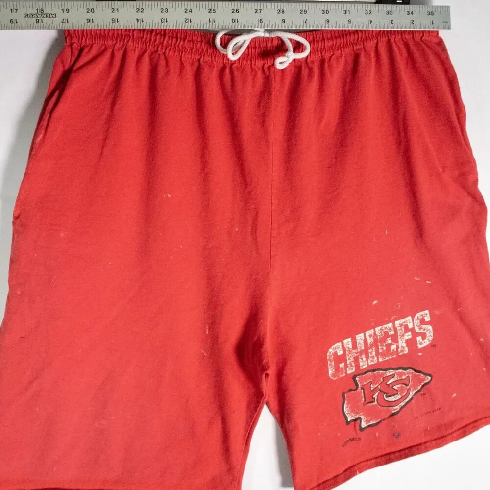 Vintage 1993 Kansas City Chiefs Nutmeg Shorts Men's Size XL Thrashed Distressed